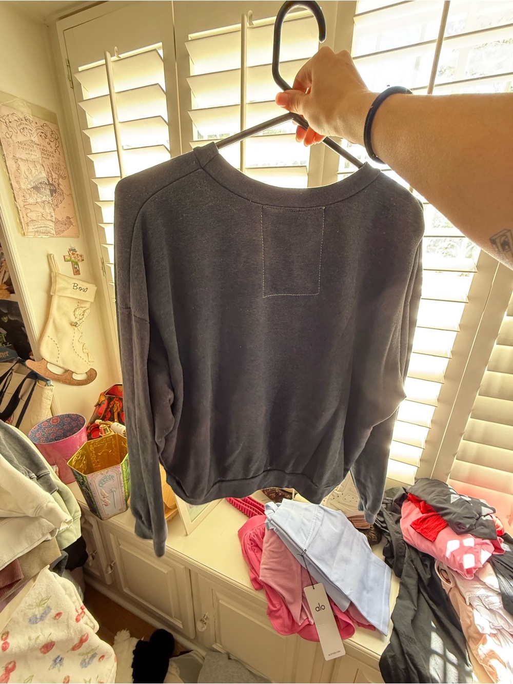 Aviator Nation Black Sweater with Red Heart Patch - Picture 3 of 4